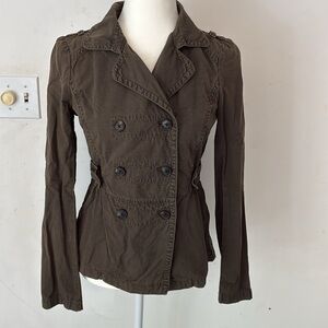 LOFT Army Green Khaki Double-Breasted Utility Jacket